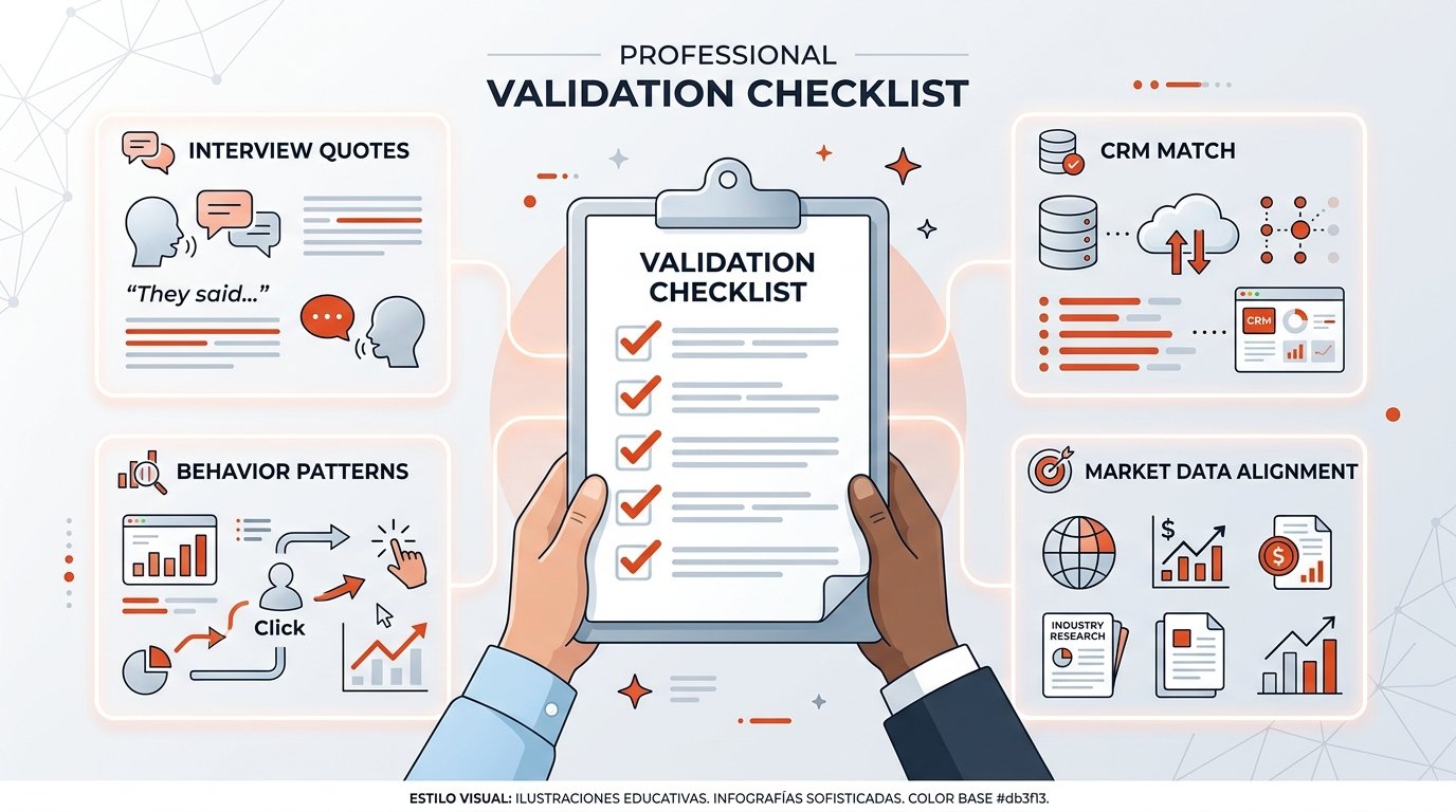 Validación de buyer persona mediante datos reales: comparación de hipótesis con comportamiento en CRM, entrevistas y