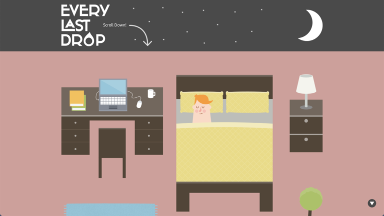 Ejemplos de páginas web: Every Last Drop, una animación interactiva que ilustra de forma impactante la cantidad de agua necesaria para producir los alimentos que consumimos