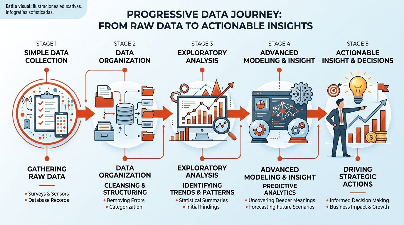 Guía progresiva de inicio en inteligencia competitiva: desde recopilación de datos hasta decisión accionable.